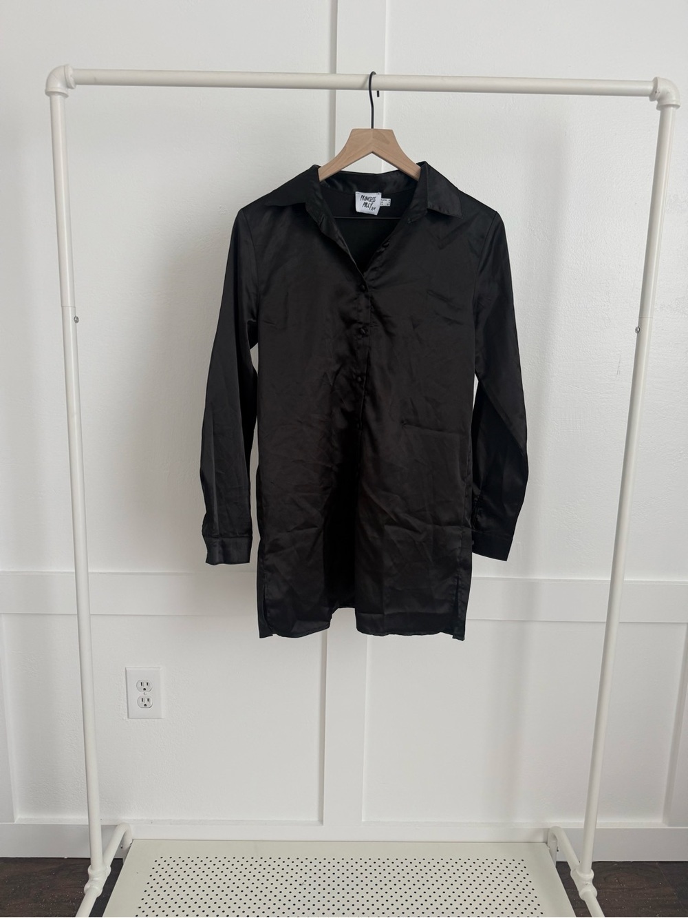 Princess Polly Long Sleeve Satin Shirt Dress